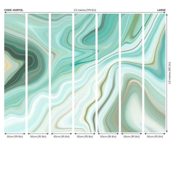 Origin Marbled Ink Wall Mural Emerald