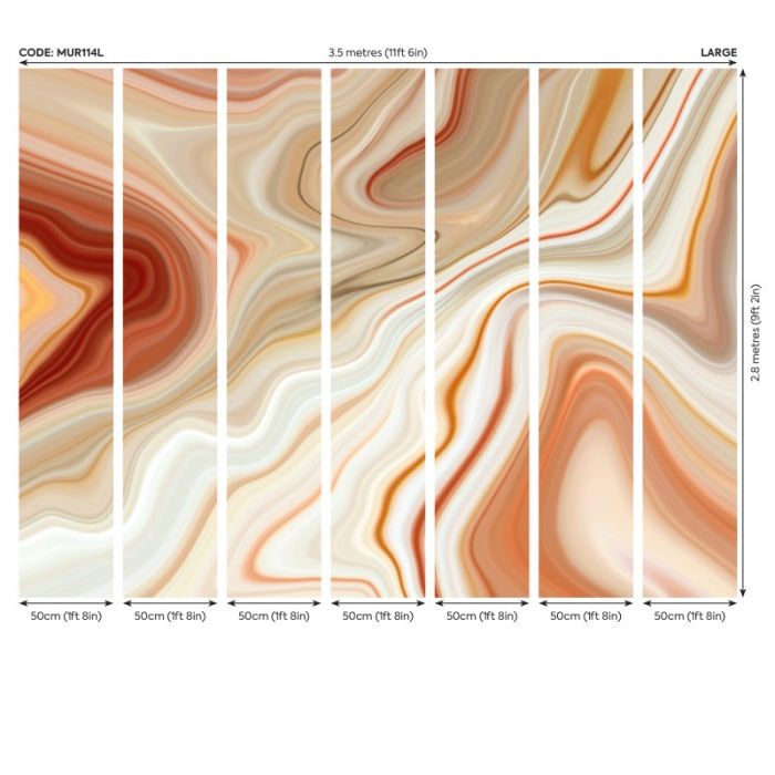 Origin Marbled Ink Wall Mural Cinnamon