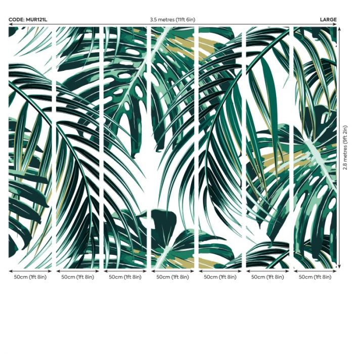 Origin Tropical Leaves Wall Mural Emerald