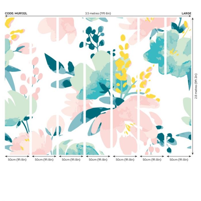Origin Graphic Flower Wall Mural Blush/Jade