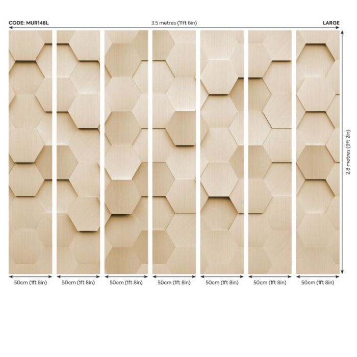 Origin Metal Hexagons Wall Mural Gold