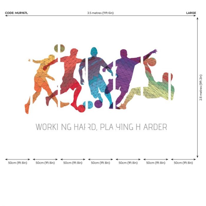 Origin Geo Footballers Wall Mural Multi