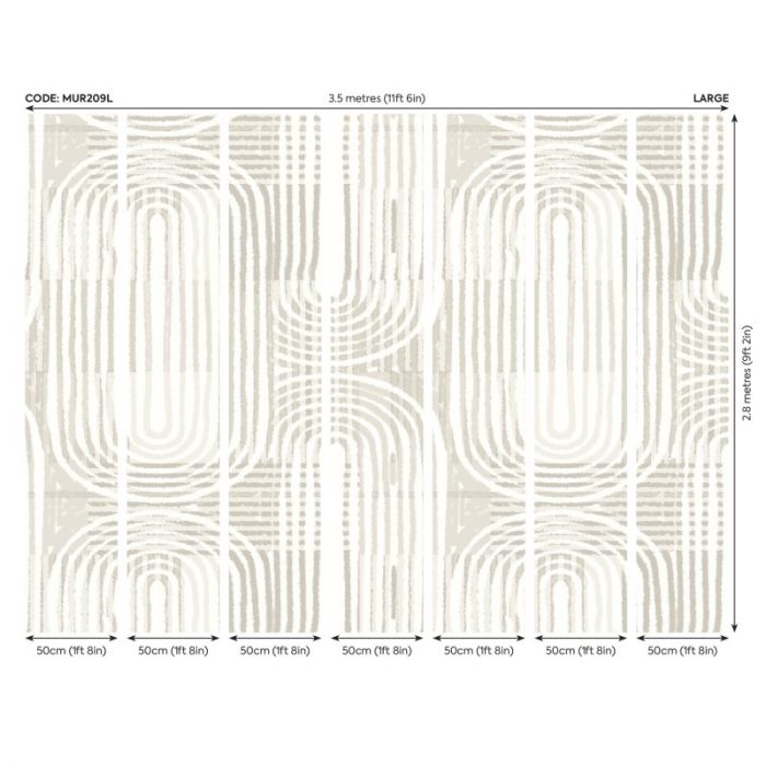 Origin Curved Line Wall Mural Grey