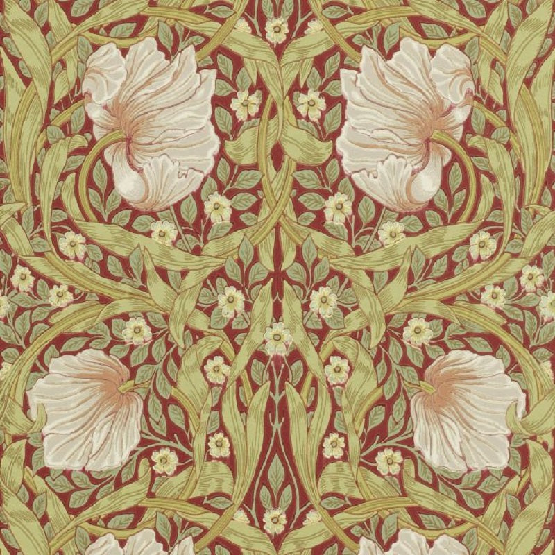Morris & Co Pimpernel Wallpaper - Brick/Olive Sample