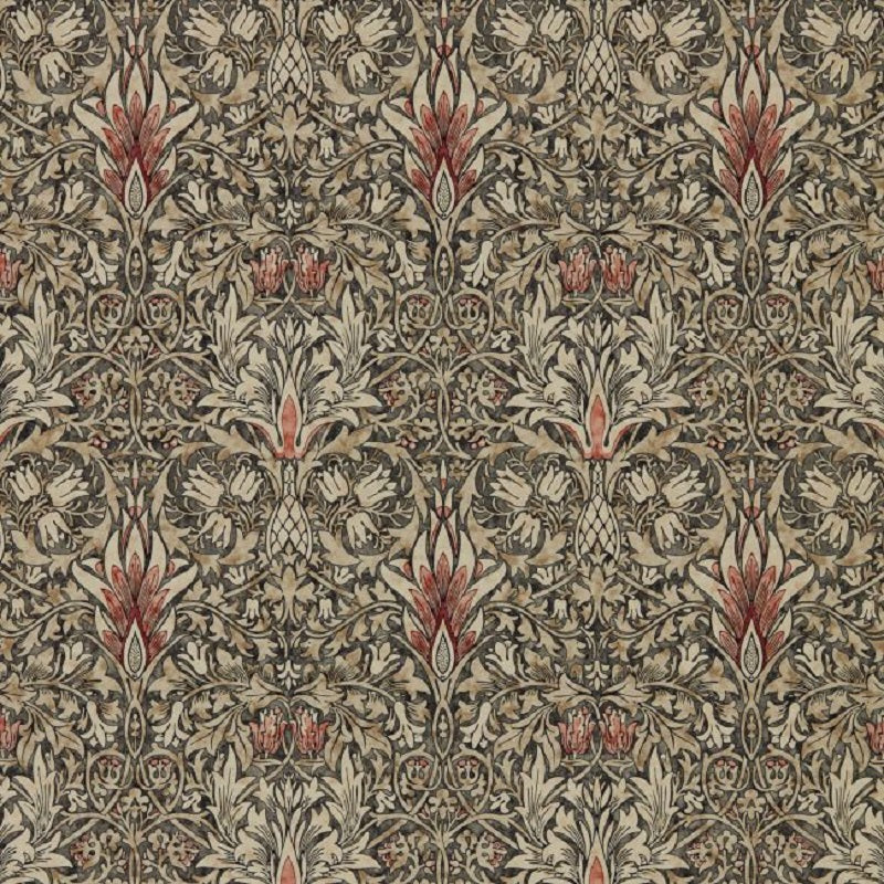 Morris & Co Snakeshead Wallpaper - Charcoal/Spice Sample