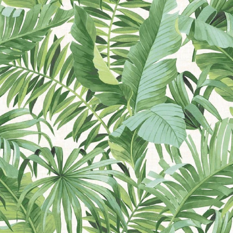 Solstice Tropical Leaf Wallpaper Green Sample