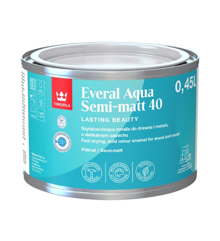 Tikkurila Everal Aqua 40 Tough Semi Matt for Wood & Metal - Colour Match