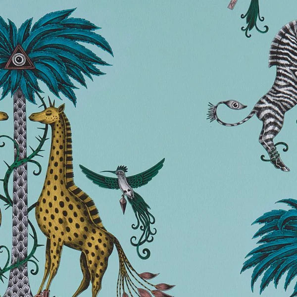 Clarke & Clarke Creatura Wallpaper- Turquoise Sample