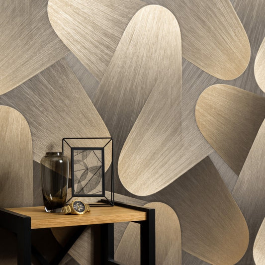 Allure Vinyl Geometric Wallpaper Dark Gold