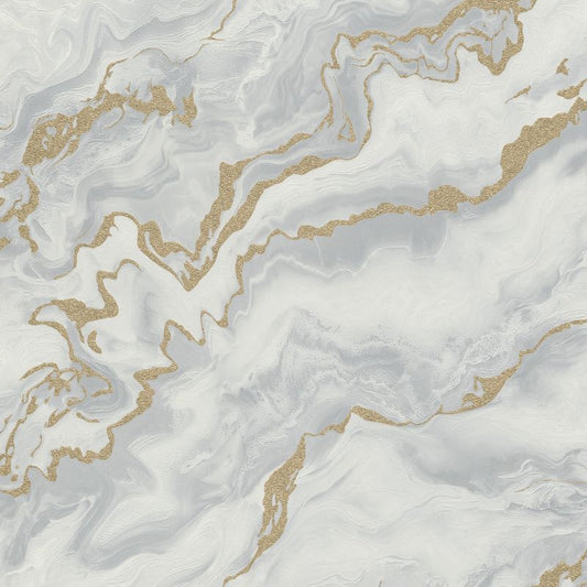 Mystic Spell Marble Wallpaper Grey & Gold Sample