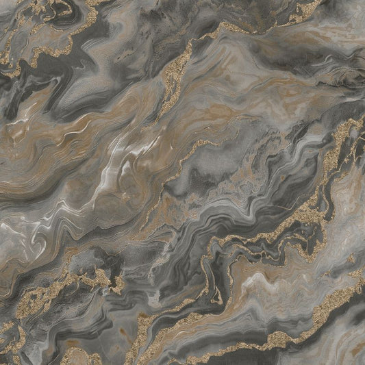 Mystic Spell Marble Wallpaper Black & Gold Sample