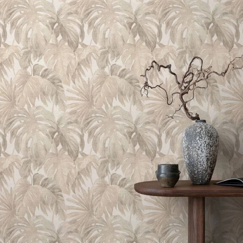 Misty Monstera Tropical Leaf Wallpaper