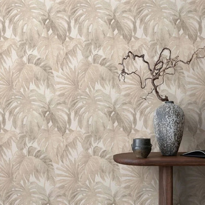 Misty Monstera Tropical Leaf Wallpaper