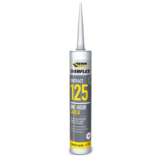 Decorator's Caulk Everbuild Everflex Contract 125 One Hour Caulk White 300ml