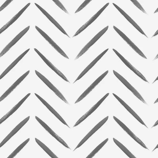 Chevron Brush Marks Wallpaper Black & White Sample