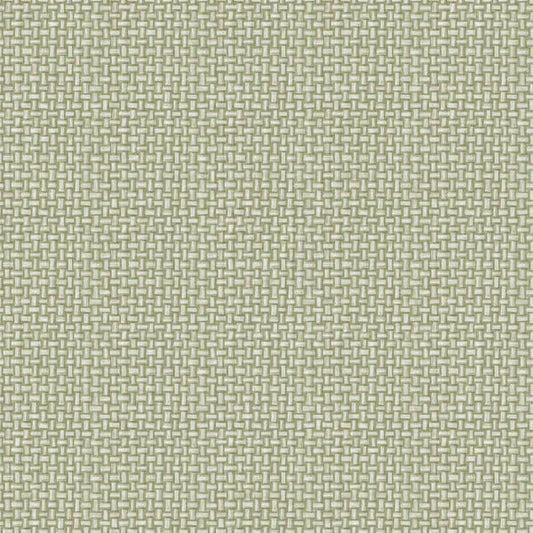 Basket Weave Green Wallpaper Sample