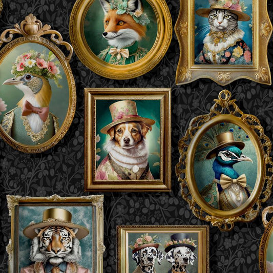 Regal Beasts Wallpaper Charcoal Sample