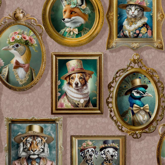 Regal Beasts Wallpaper Pink Sample