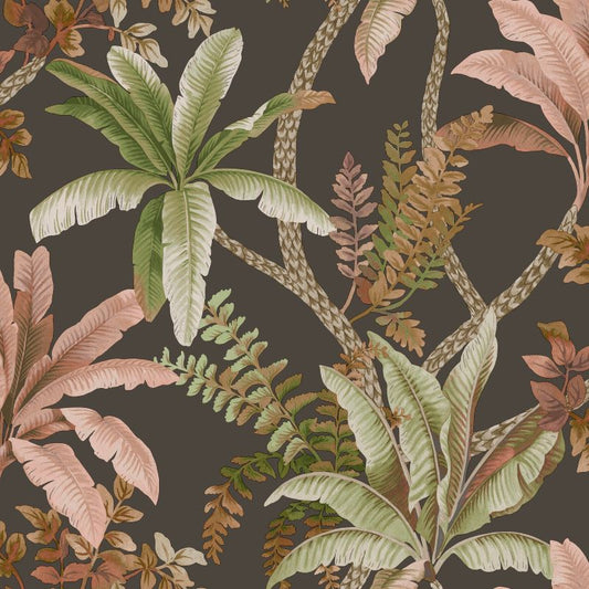 Trailing Palm Wallpaper Charcoal Sample