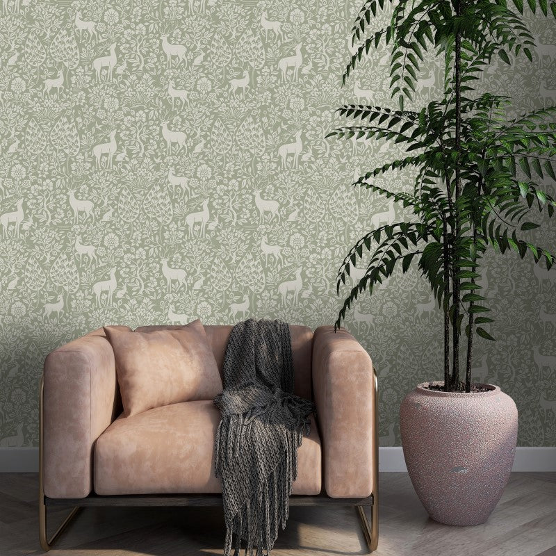 Deer Woods Woodland Wallpaper