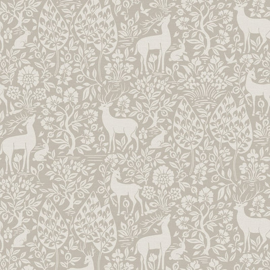 Deer Woods Woodland Wallpaper - Taupe Sample