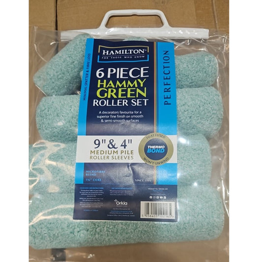 Hamilton 6 Piece Hammy Green Roller Set - 9" & 4" Medium Pile