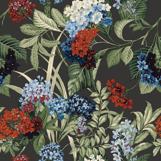 Misaki Beautiful Bloom Floral Charcoal Wallpaper Sample