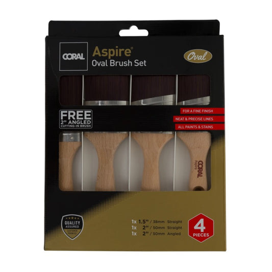 Coral Aspire Oval Paint Brush Set - 4 Piece