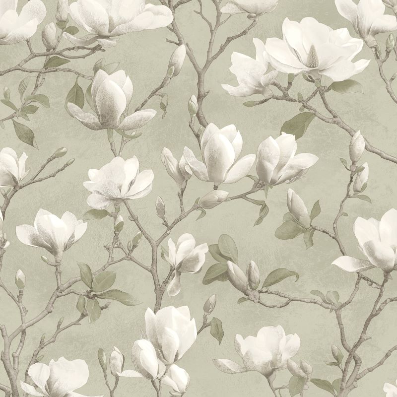 Magnolia Shimmer Wallpaper Sage Sample