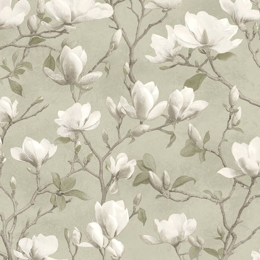 Magnolia Shimmer Wallpaper Sage Sample