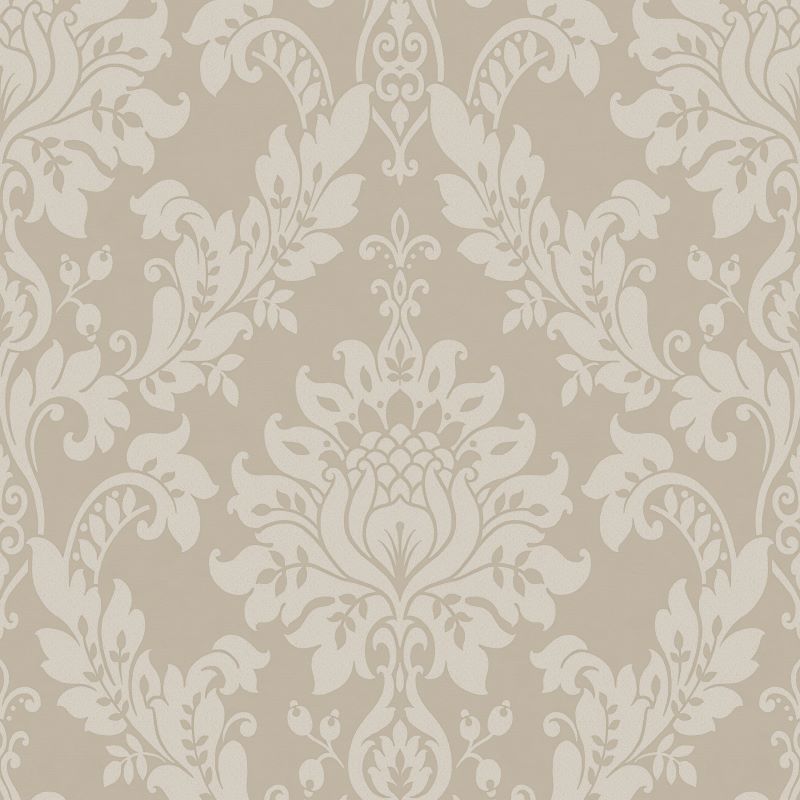 Clara Damask Wallpaper Beige Sample