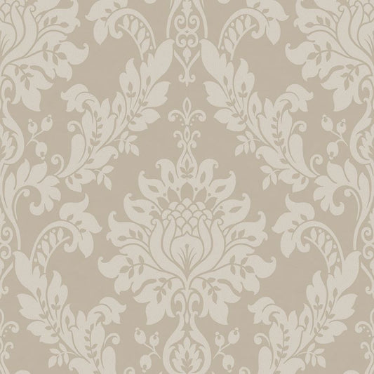 Clara Damask Wallpaper Beige Sample