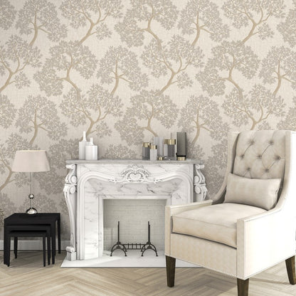 Giovanni Tree Metallic Wallpaper
