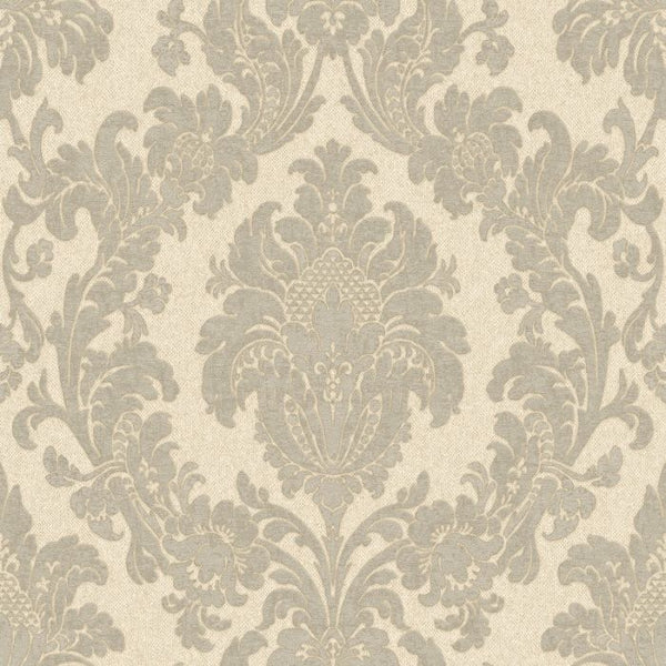 Ciara Glitter Damask Wallpaper - Soft Silver Sample