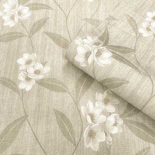 Giovanna Floral Wallpaper Cream Beige Sample