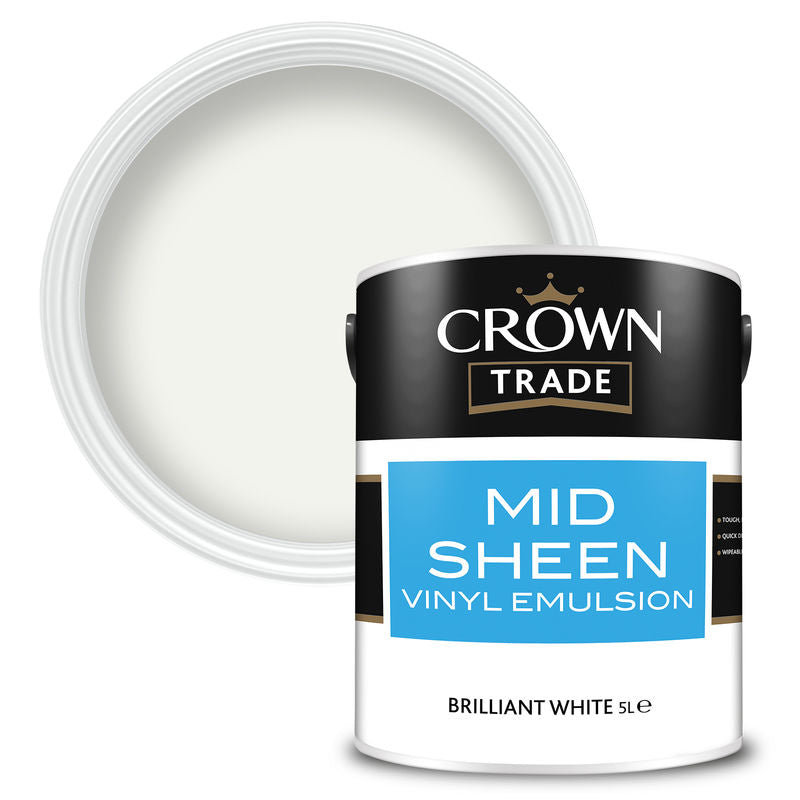 Crown Trade Mid Sheen - Brilliant White | Decorating Centre Online