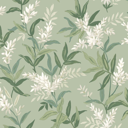 Olivia Floral Wallpaper Sage Sample