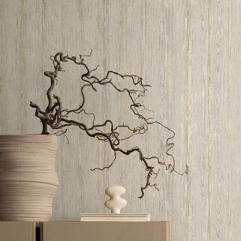 Sapele Distressed Wood Panel Wallpaper