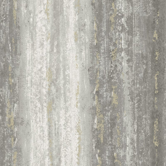 Distressed Stripe Metallic Wallpaper Charcoal Sample