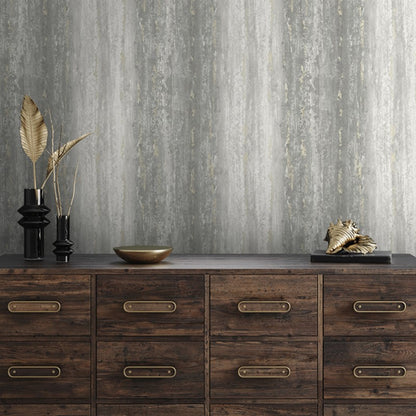 Distressed Stripe Metallic Wallpaper
