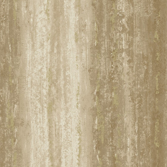 Distressed Stripe Metallic Wallpaper Rust Sample