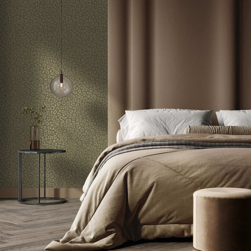 Sunda Leopard Print Metallic Wallpaper
