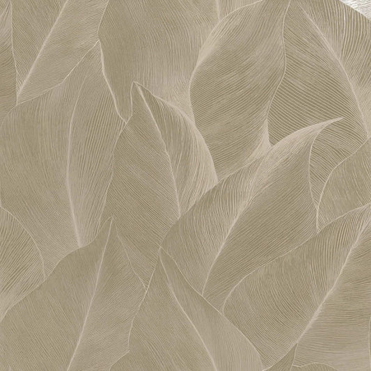 Anthurium Linear Leaf Wallpaper - Beige Sample