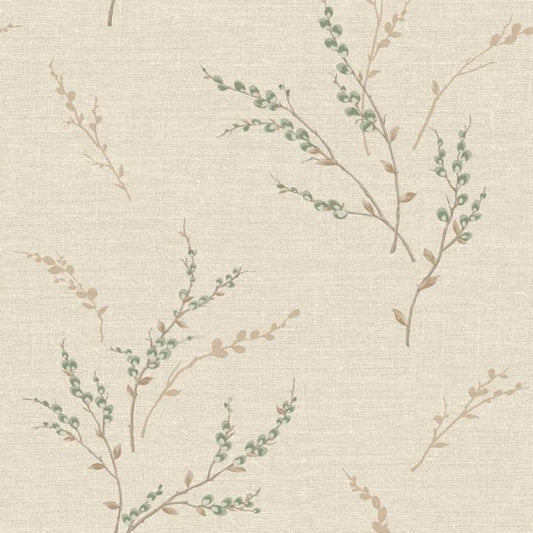 Carmella Tree Wallpaper - Green Sample