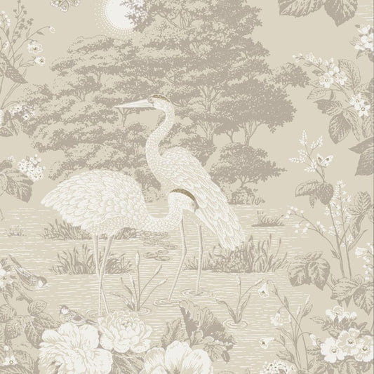 Izumi Oriental Crane Cream Wallpaper Sample