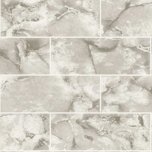 Odeon Marble Tile Wallpaper - Neutral Sample