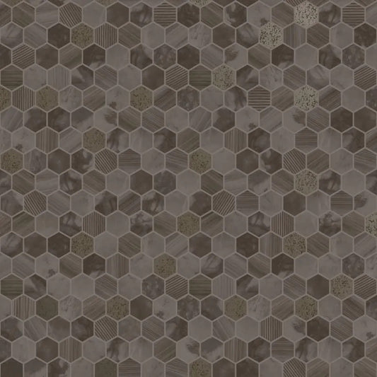 Hexara Tile Mosaic Wallpaper - Bronze Sample