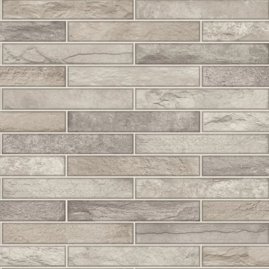 Talara Stone Tile Wallpaper - Beige Sample