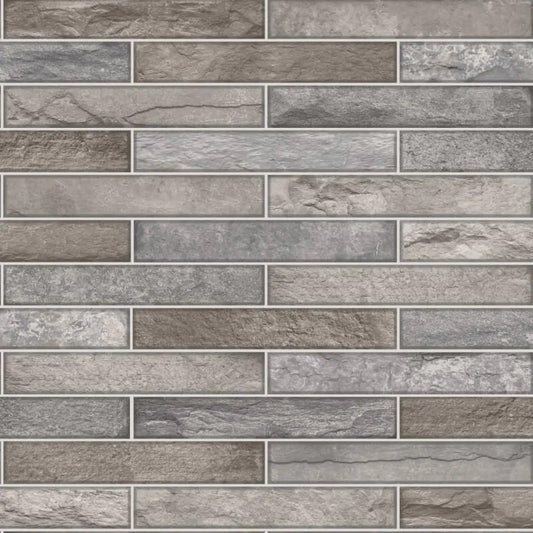Talara Stone Tile Wallpaper - Blue Mocha Sample