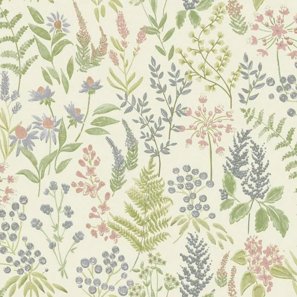 Calvert Meadows Wallpaper - Pink & Cream Sample
